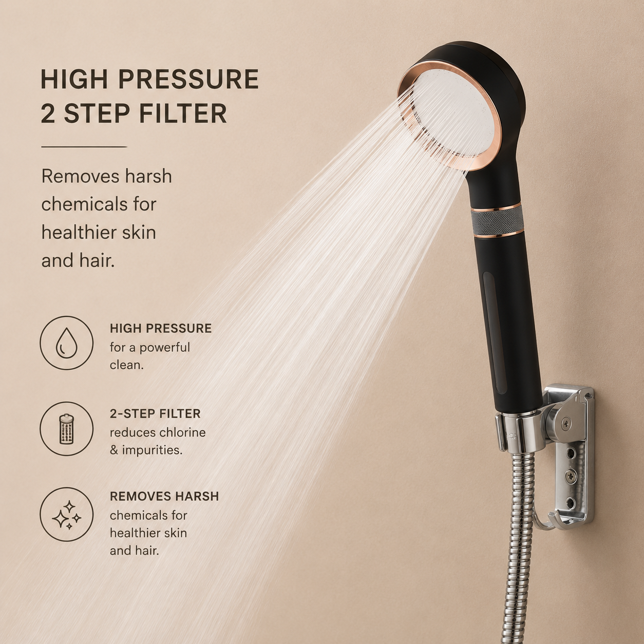 Alvoura Filtered Shower Head – 2-Step Filtration | Black